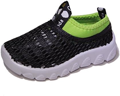 Conda Shoes Mesh Sneakers Hybrid Water Shoes - Durable - Machine Washable, 22 M EU / 6 M US Toddler, Black and Bright Green