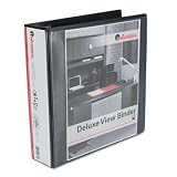 Deluxe Round Ring Vinyl View Binder, 2 Capacity, Black