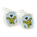 Puppy Love Earrings, Sterling Silver and Enamel