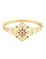 18k Gold Over Sterling Silver Garnet and Ruby Exotic Bangle Bracelet