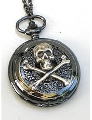 Steampunk SKULL and CROSSBONES Pocket Watch Mechanical Chain Steam Punk