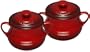 Le Creuset Stoneware 16-Ounce Covered Soup Bowls, Set of 2, Cherry Red