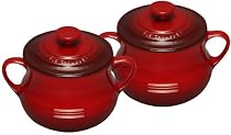 Le Creuset Stoneware Pair of Bean Pots, Cerise, Small