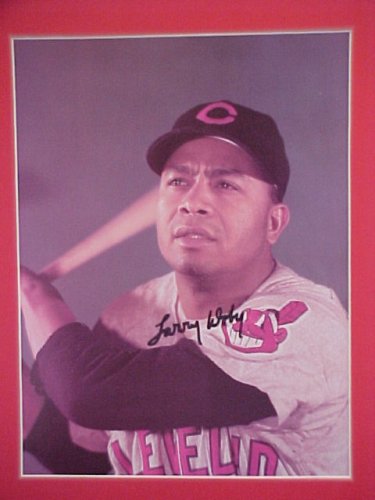 Larry Doby Cleveland Indians Signed In Person Autographed Color Photo Professionally Matted 12 X 15 Size Signature Acquired Directly From The Player
