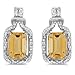 14k White Gold Emerald-cut Citrine And Diamond title=