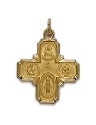 14K Gold Four Way Medal Pendant 14K Gold Jewelry 14K Gold Communion-Four Way Patron Saint Medal Pendant Catholic Gift Boxed