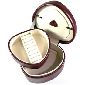 Regal Collection Jewellery Box 808341 Burgundy Leather Heart Design with Picture Window