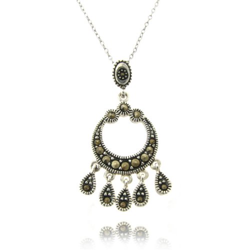 Click To Sterling Silver Marcasite Fringe Pendant Details... Sterling Silver Marcasite Fringe Pendant