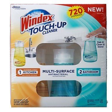 Windex Touch Up 3 Pack Antibacterial Multi-Surface Cleaner. 2 Bathroom and 1-Kitchen