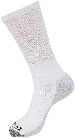 Dickies Genuine Men's 2-Pair Crew Style Work Socks - White with Grey (6-12)