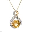 Necklace With 1.95ctw Precious Stones - Genuine Citrine and Diamonds Two tone Gold Length 18in