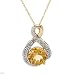 Necklace With 1.95ctw Precious Stones - Genuine Citrine and Diamonds Two tone Gold Length 18in