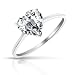 Bling Jewelry 925 Sterling Silver Heart Shaped CZ Solitaire Engagement Ring 2ct