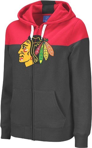 NHL Women's Chicago Blackhawks Full Zip Hood (Black, X-Large)