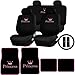 17pc Princess Logo Carpet Floor Mats & Black and Pink Low Back Seat Covers, Rear Bench Cover w/ 2 Headrests, Steering Wheel Cover & Shoulder Pads