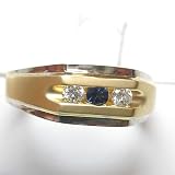 14K Two-Tone Gold Sapphire and Diamond Man's Ring