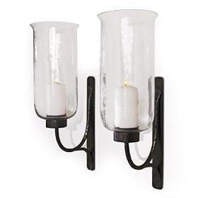 Pescara Contemporary Rustic Iron and Glass Candle Sconces