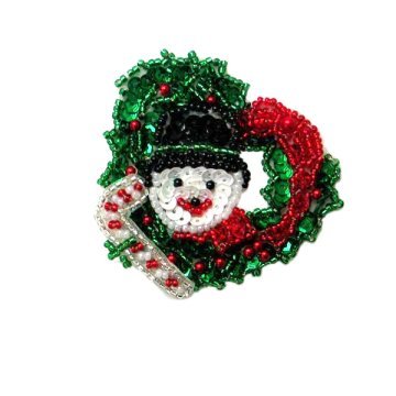 Wreath & Snowman Sequin Applique Each- black friday deal