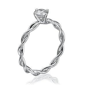 GIA Certified, Round Cut, Solitaire Diamond Ring in 14K Gold / White (1/3 ct, J Color, SI2 Clarity)