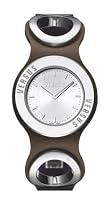 Versus By Versace Ladies 'Rounds' Dark Brown Leather Strap Watch