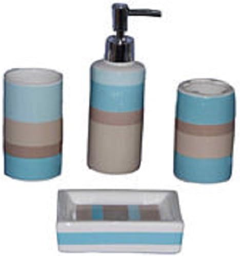 Decorative Ceramic 4-pc. Bath Accessory Set Brown and Green