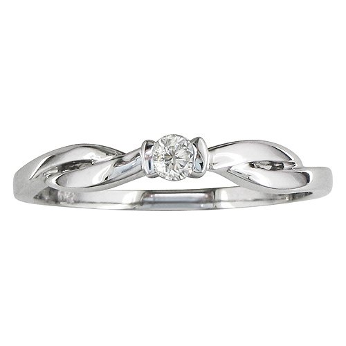 Twist Band Diamond Promise Ring in 10K White Gold (.07ct tw sizes 4-10)