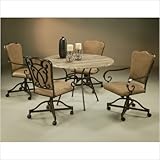 Westport 5 Piece Tavertine Dining Set in Roletta Brown