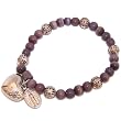 Elastic Cat`s eye beads bracelet with Miraculous medal and heart (6mm beads).