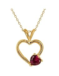 0.96 Ct Heart Shape Red Created Ruby Yellow Gold Plated Sterling Silver Pendant