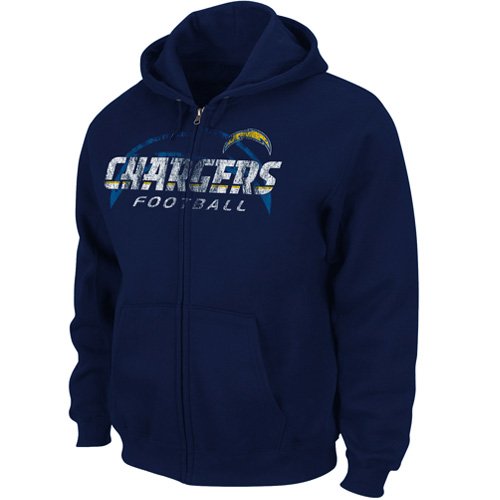NFL Men's San Diego Chargers Touchback IV Long Sleeve Fullzip Hooded Fleece (Athletic Navy, Large)