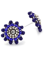 Miguel Ases Lapis and Sterling Silver Small Stud Earrings