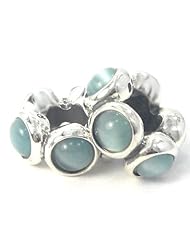 .925 Sterling Silver " Set of 2 Spacers w/ Turquoise Moonstone " Bead Compatible with Pandora Chamilia Kay Troll Bracelet
