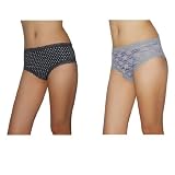 2 PACK: Ladies Marilyn Monroe Sexy Lace Stretch Hipster Brief Panties Underwear / Knickers - Black & Grey -Size: XL