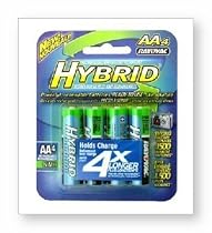 Rayovac Rechargeable Hybrid NiMH Batteries, AA-size, 4-count Carded Pack (Pack of 2)