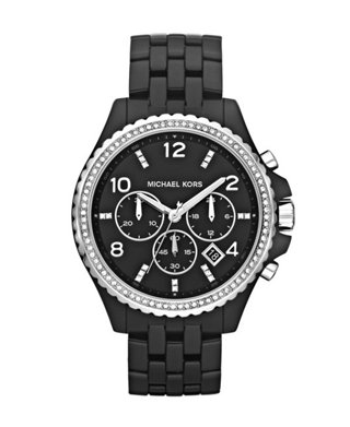 Womens Black Plastic Link Bracelet Quartz Chronograph Black Dial Womens Black Plastic Link Bracelet Quartz Chronograph Black Dial