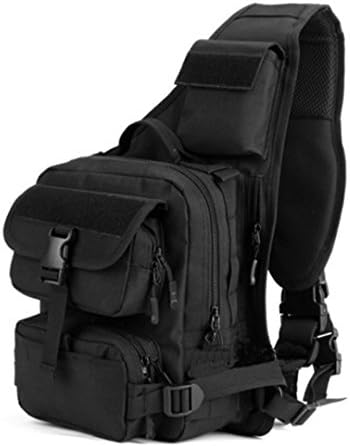 Tamm Outdoor Backpack Hiking Cycling Daypack Climbing Camping Outdoor Sports One Shoulder Sling Bags Ranger Backpacks 12-Black