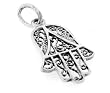 Sterling Silver Filigree Hamsa - Hand of Fatima Charm Pendant