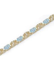14kt Yellow Gold Oval Aquamarine and Diamond Bracelet