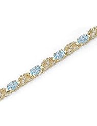 14kt Yellow Gold Oval Aquamarine and Diamond Bracelet