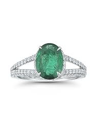 Beautiful Emerald Oval Ring 18k W Gold