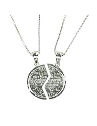 Sterling Silver 2 Part Breakable "Mizpah Coin" Pendant with TWO 18" Chain Necklaces