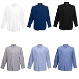Herrn Long Sleeve Oxford Shirt von Fruit of the Loom S M L XL XXL 3XL verschiedene Farben