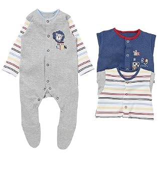 Boys Giraffe Sleepsuits - 3pk