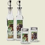 Decorative Oil Bottles & Salt and Pepper Shaker Combo Set -Splash Horse