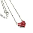 Small Red Crystal Puffy Heart Pendant Long Necklace