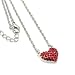 Small Red Crystal Puffy Heart Pendant Long Necklace
