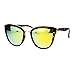 SA106 Womens Color Mirror mirrored Lens Oversize Cat Eye Sunglasses Tortoise Yellow