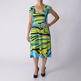 Adi Designs Bright Colored Cap Sleeve Belted Dress