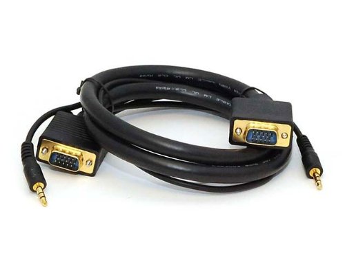 Monoprice 100556 3-Feet Super VGA HD15 M/M Cable with Stereo Audio and Triple Shielding, Gold Plated