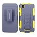 Cellularvilla Kickstand Case For ZTE Max N9520 (Boost Mobile) 3pc 3rd Gen Hard Soft Hybrid Kickstand Case with Holster Belt Clip Case Cover (Yellow Grey)